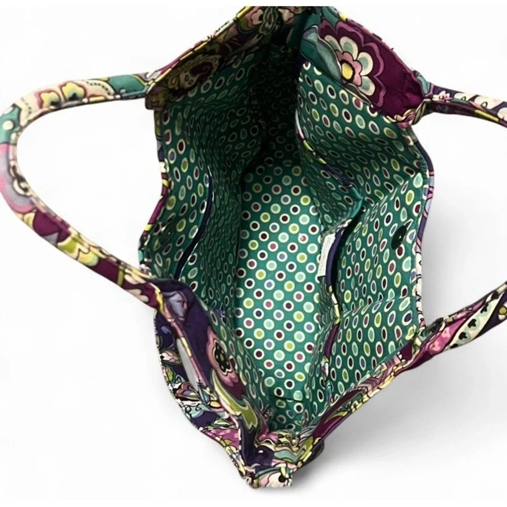 Vera Bradley Plum Crazy Tote Bag With Removable Strap‎ Crossbody